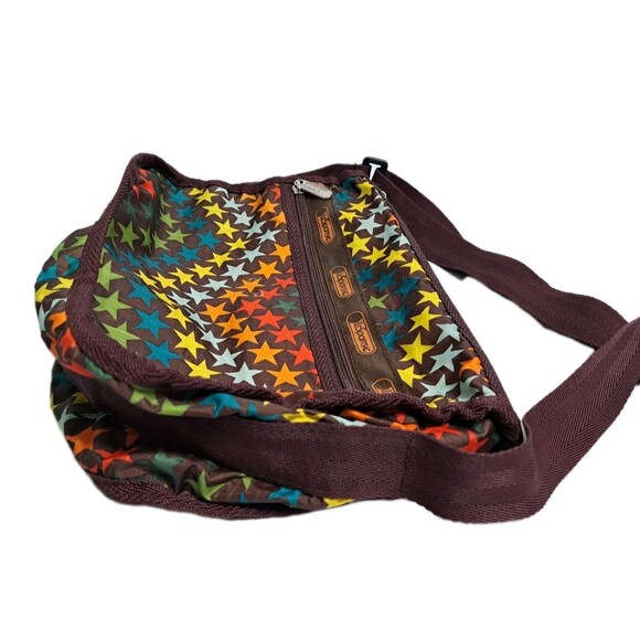 LeSportsac Deluxe Everyday Bag Purse Crossbody Stars Multicolor Brown Rainbow - Picture 4 of 10